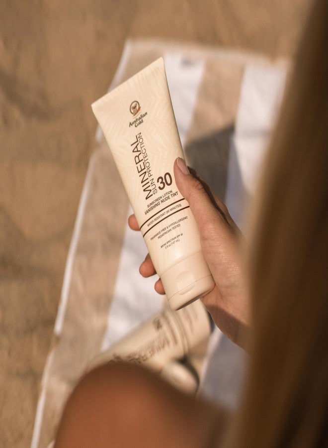 أوسترليان جولد واقي شمس معدني من Australian Gold بعامل حماية SPF 30، 140 مل، واقي شمس ملون واسع الطيف، حماية لطيفة لجميع درجات البشرة، لون نيود خفيف، حماية من الضوء الأزرق، يحتوي على 4% أكسيد الزنك و4% ثاني أكسيد التيتانيوم - Image 5